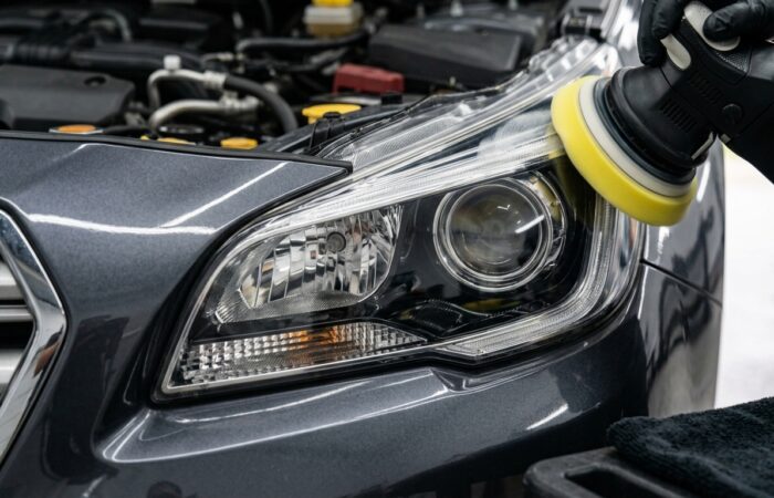 Headlight Lens Restoration Toms River, NJ showing a cloudy headlight restored to a clear finish.
