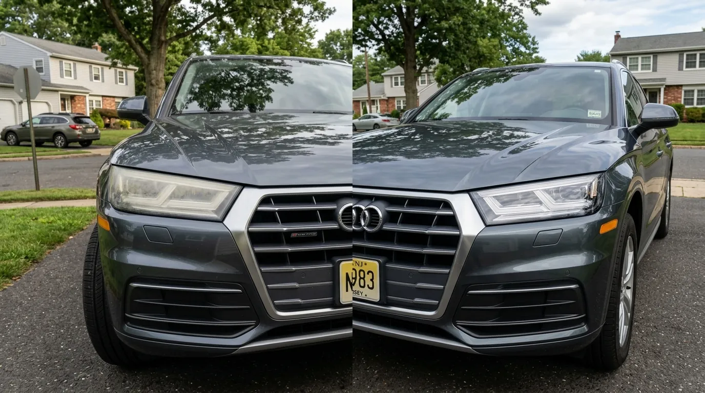 Headlight restoration in Wall Township, NJ before and after cloudy lens treatment
